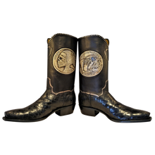 Load image into Gallery viewer, Genuine American Alligator w/ Handcarved Skeleton Buffalo Nickles