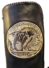 Load image into Gallery viewer, Genuine American Alligator w/ Handcarved Skeleton Buffalo Nickles