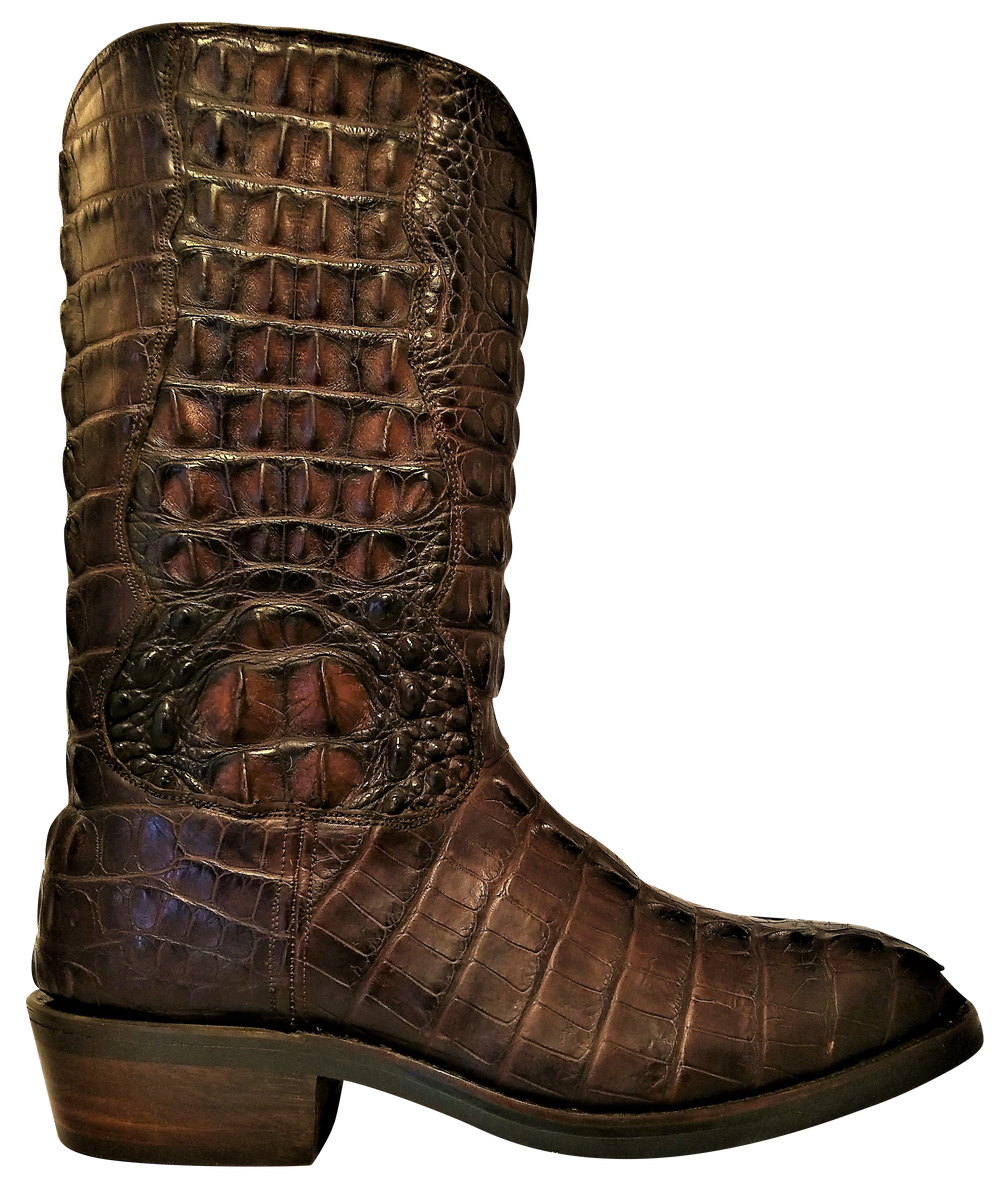 Full Genuine American Alligator Seamless Hornback Boots