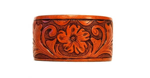 Hand Tooled Leather Handmade Cuffs (1.5 Inch)
