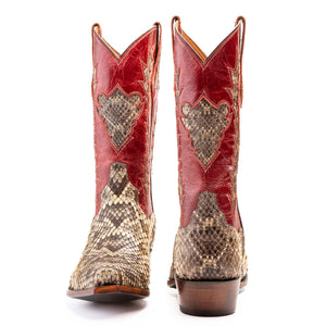 Genuine EASTERN Diamondback Rattlesnake w/ distressed Kidd Tops and Diamondback Inlay Handmade Boots