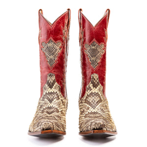 Genuine EASTERN Diamondback Rattlesnake w/ distressed Kidd Tops and Diamondback Inlay Handmade Boots