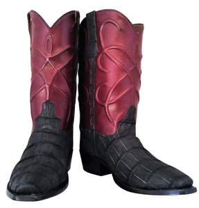 Genuine American Sueded Alligator With Thick Cording Handmade Boots