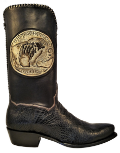 Genuine American Alligator w/ Handcarved Skeleton Buffalo Nickles