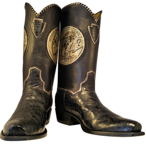 Genuine American Alligator w/ Handcarved Skeleton Buffalo Nickles