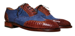 Genuine American Alligator Appointed Oxfords paired with Navy Horween Nubuck