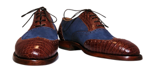 Genuine American Alligator Appointed Oxfords paired with Navy Horween Nubuck