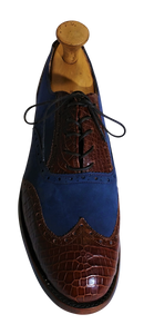 Genuine American Alligator Appointed Oxfords paired with Navy Horween Nubuck