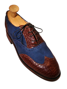 Genuine American Alligator Appointed Oxfords paired with Navy Horween Nubuck