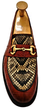 Load image into Gallery viewer, Genuine American Alligator &amp; Eastern Diamondback Rattlesnake Loafers with Brass Horse Bit Snaffle