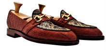 Load image into Gallery viewer, Genuine American Alligator &amp; Eastern Diamondback Rattlesnake Loafers with Brass Horse Bit Snaffle