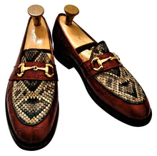 Load image into Gallery viewer, Genuine American Alligator &amp; Eastern Diamondback Rattlesnake Loafers with Brass Horse Bit Snaffle