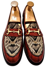 Load image into Gallery viewer, Genuine American Alligator &amp; Eastern Diamondback Rattlesnake Loafers with Brass Horse Bit Snaffle