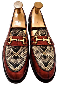 Genuine American Alligator & Eastern Diamondback Rattlesnake Loafers with Brass Horse Bit Snaffle