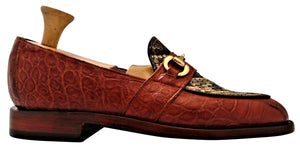 Genuine American Alligator & Eastern Diamondback Rattlesnake Loafers with Brass Horse Bit Snaffle