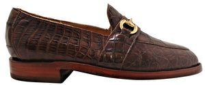 Genuine American Alligator Belly Cut Loafer w/  Brass Horse Bit Snaffle