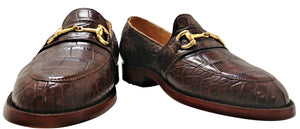 Genuine American Alligator Belly Cut Loafer w/  Brass Horse Bit Snaffle