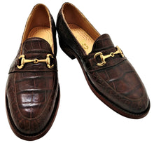Load image into Gallery viewer, Genuine American Alligator Belly Cut Loafer w/  Brass Horse Bit Snaffle