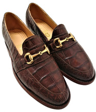 Load image into Gallery viewer, Genuine American Alligator Belly Cut Loafer w/  Brass Horse Bit Snaffle