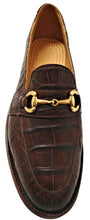 Load image into Gallery viewer, Genuine American Alligator Belly Cut Loafer w/  Brass Horse Bit Snaffle