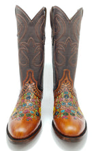 Load image into Gallery viewer, Ready To Wear &quot;Secret Garden II&quot; Hand Carved Vamps &amp; Counter paired with chocolate &quot;butter soft&quot; Had Corded Remuda Tops. Size 10C