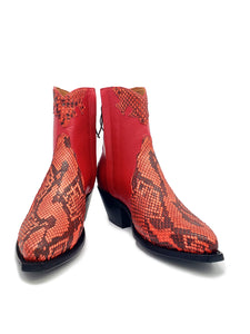 Ready To Wear Genuine Burmese Python & Kidd Ankle Boots with an X5/8" toebox and 1.5". Size 8C