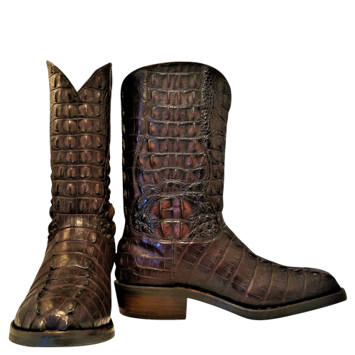 Full Genuine American Alligator Seamless Hornback Boots