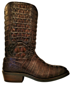 Full Genuine American Alligator Seamless Hornback Boots