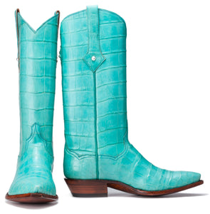 Tiffany blue Geuine American Alligator Belly Handmade Boots