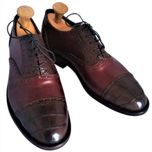Load image into Gallery viewer, Cognac Italian Shell Cordovan Appointed w/ Genuine American Alligator Captoe Oxford