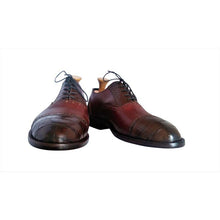 Load image into Gallery viewer, Cognac Italian Shell Cordovan Appointed w/ Genuine American Alligator Captoe Oxford