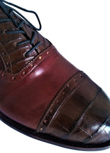 Load image into Gallery viewer, Cognac Italian Shell Cordovan Appointed w/ Genuine American Alligator Captoe Oxford