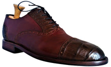 Load image into Gallery viewer, Cognac Italian Shell Cordovan Appointed w/ Genuine American Alligator Captoe Oxford