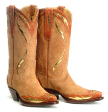 Load image into Gallery viewer, &quot;El Sol&quot; Genuine Suede w/ Kidd Skin &amp; Calf Inlay Handmade Boots