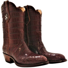 Load image into Gallery viewer, Traditional Full Genuine American Alligator Belly Handmade Boots