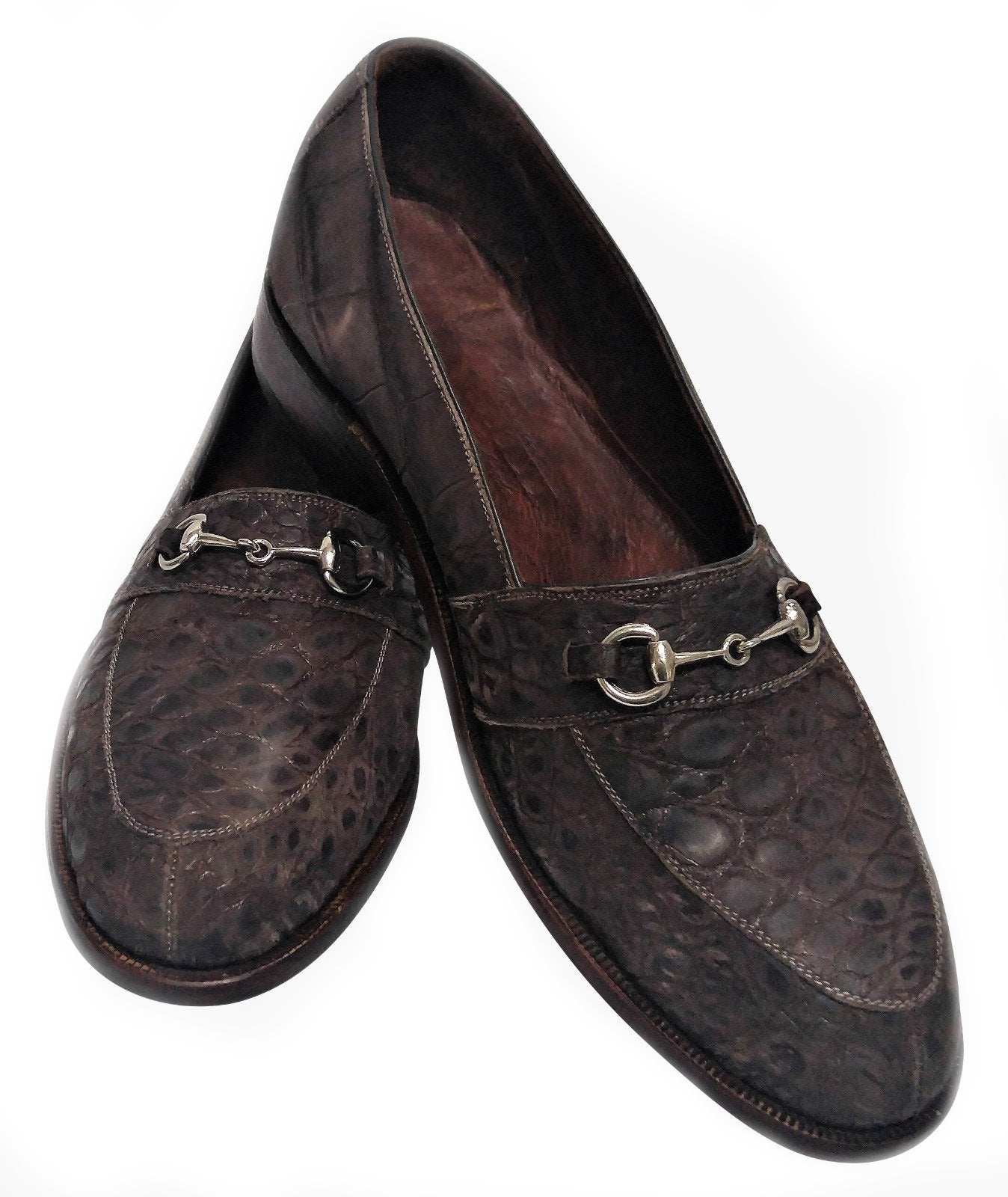 Sueded Genuine Alligator Loafers with Horse Bit Snaffle