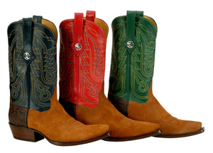 "Trail Hand" Genuine Sueded Pig, Elephant Counter & Calf Top Handmade Boots