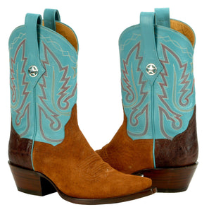"Trail Hand" Genuine Sueded Pig, Elephant Counter & Calf Top Handmade Boots
