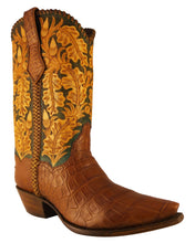 Load image into Gallery viewer, ARDITTI / RESLEY Limited Edition Genuine American Alligator Hand Carved Autumn Acorns Handmade Boots