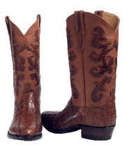 Load image into Gallery viewer, Genuine American Alligator Tail Cut Boot w/ Alligator Scroll Inlays