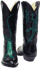 Load image into Gallery viewer, &quot;The Gecko&quot; Genuine Calf w/ Teju Lizard Overlay Handmade Boots
