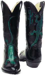 "The Gecko" Genuine Calf w/ Teju Lizard Overlay Handmade Boots