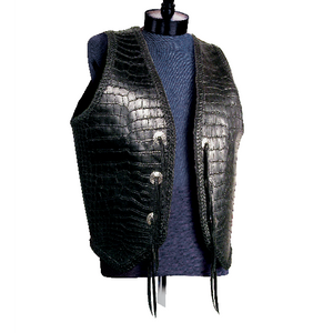 Genuine Crocodile alligator belly leather skin black jacket for