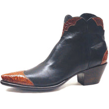 Load image into Gallery viewer, “Vaquero” Genuine Calfskin w/ Genuine American Alligator Appointments Handmade Ankle Boots