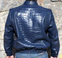 Load image into Gallery viewer, Genuine American Full Alligator / Crocodile Belly Bomber Jacket