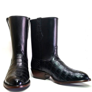 "Hamilton" Genuine American Alligator & Calfskin Handmade Boots