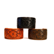 Load image into Gallery viewer, Hand Tooled Leather Handmade Cuffs (1.5 Inch)