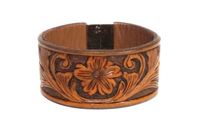 Hand Tooled Leather Handmade Cuffs (1.5 Inch)