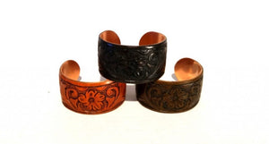 Hand Tooled Leather Handmade Cuffs (1.5 Inch)
