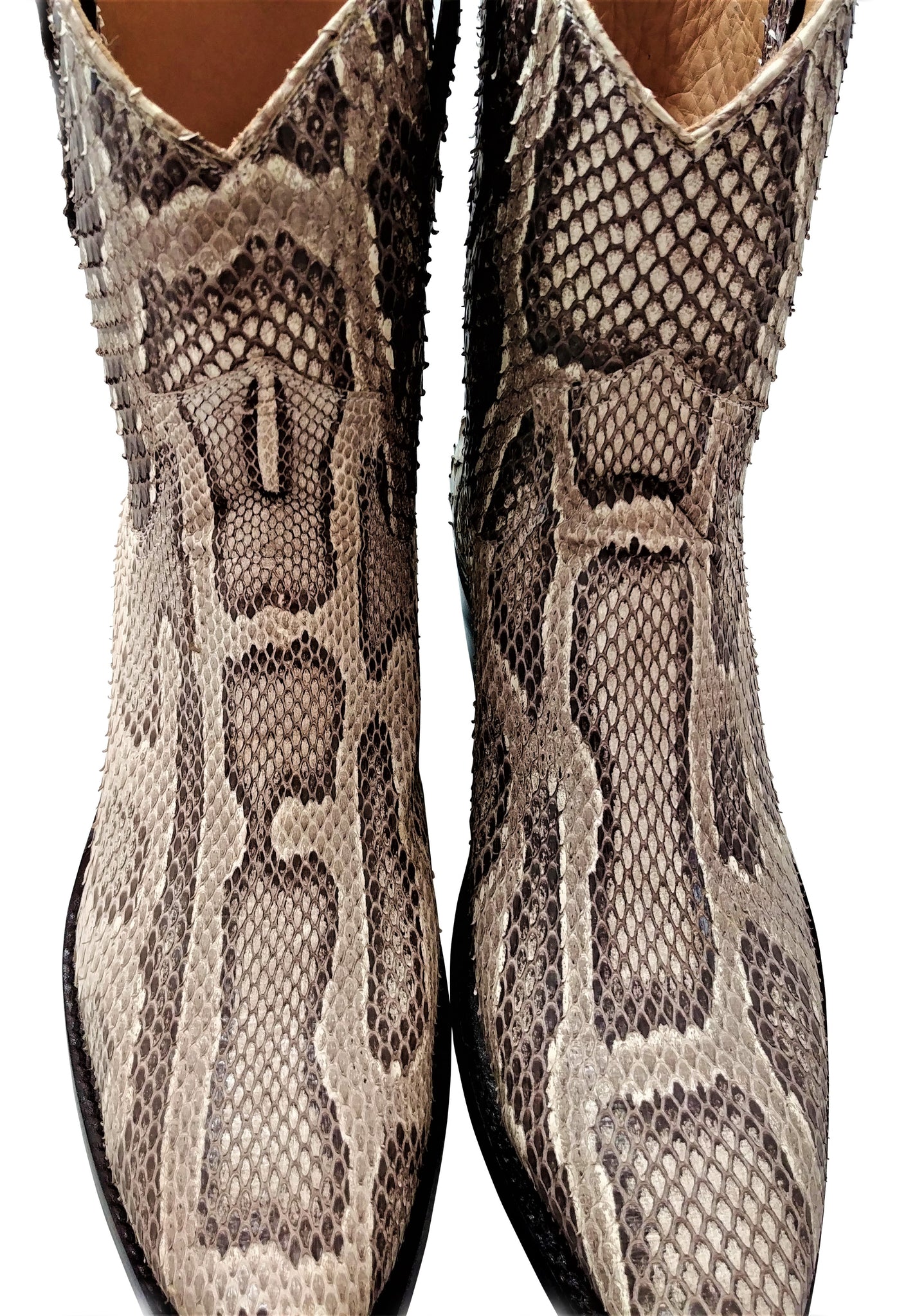 Genuine Burmese Python Belly Cut Shorty Handmade Boots